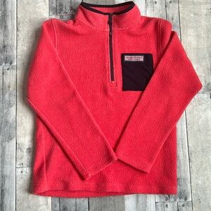 Kids Vineyard Vines fleece zip up coral size medium 12-14 like new